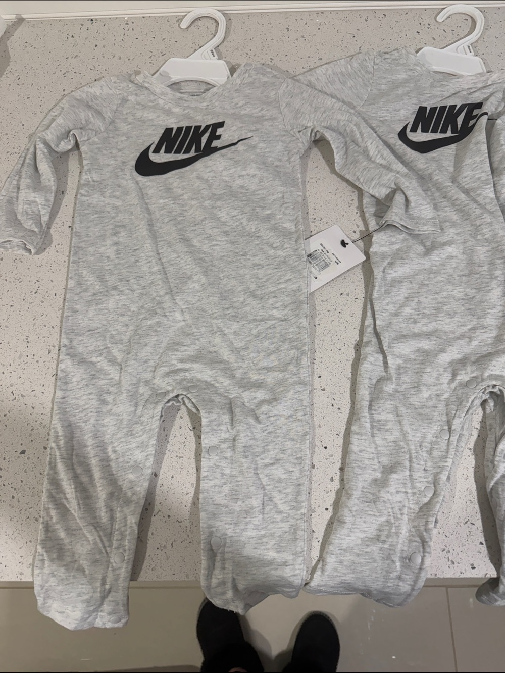 Nike Light Gray Infant Footie with Black Logo
